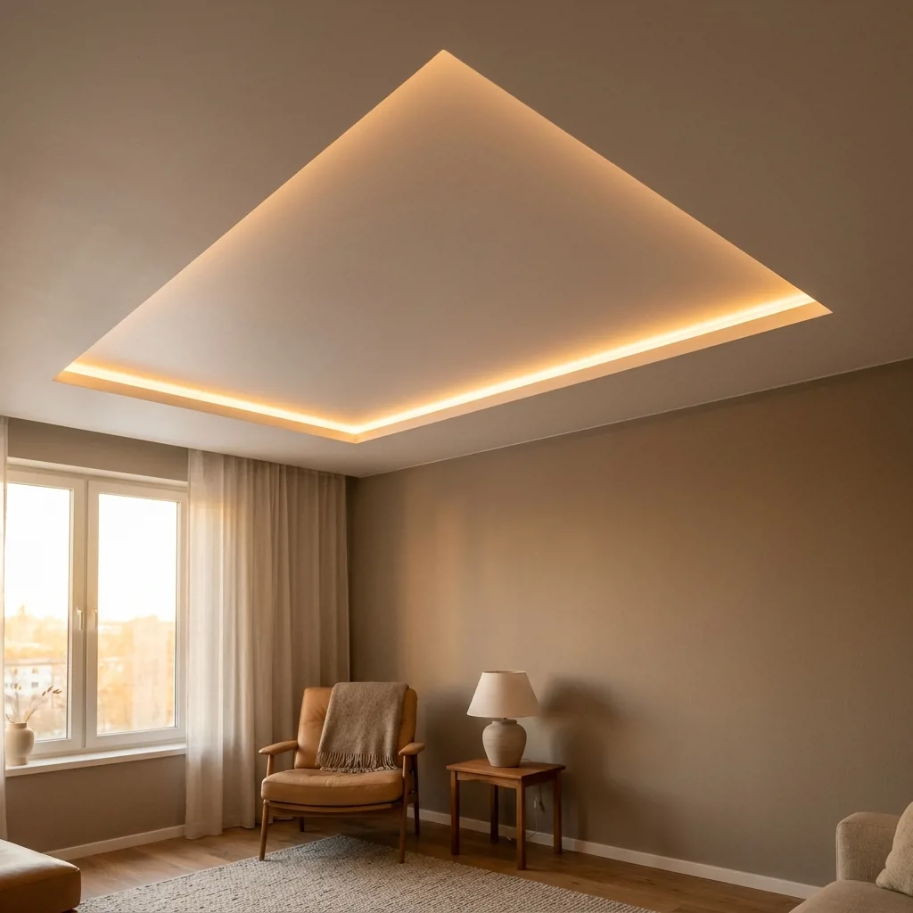 Двухуровневая конструкция 16 м² с LED-подсветкой перехода, 115 000 руб.